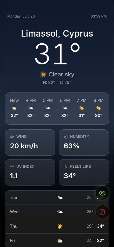 SHHH.WORK Weather App stealth mode