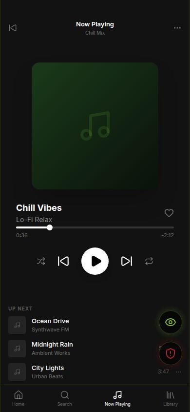 SHHH.WORK Music Player stealth mode