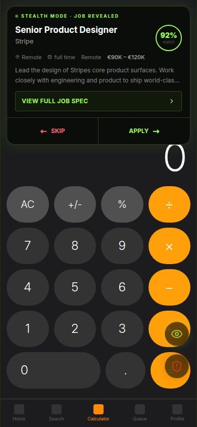 SHHH.WORK job card revealed over calculator disguise